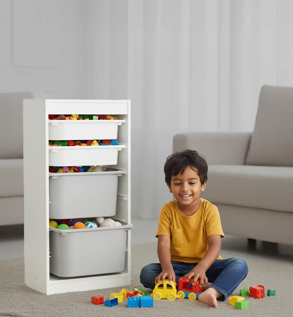 Kids Toy Organiser -  Storage White Detachable Cabinets with Plastic Drawers