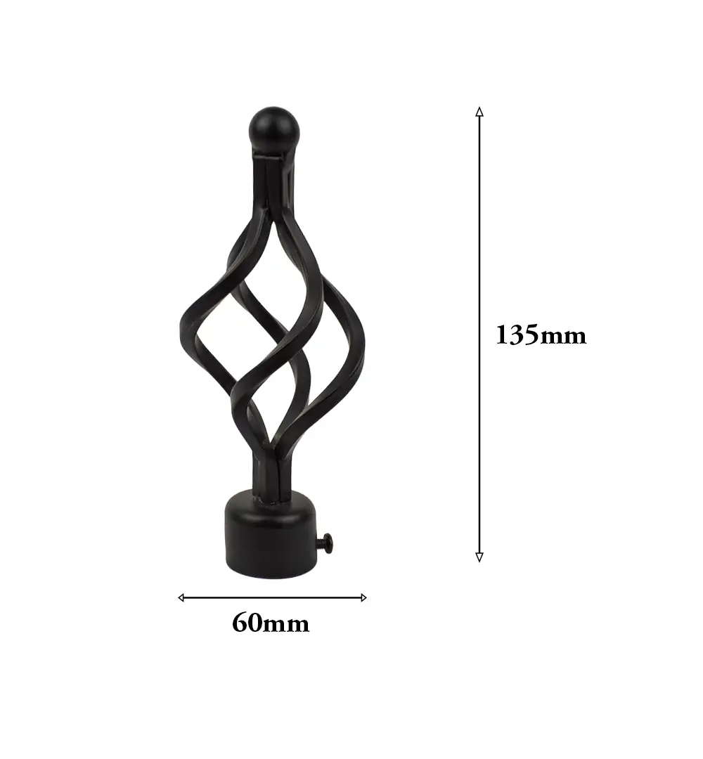 Curtain Rod Finials | Window Curtain Rod End Caps for 1 Inch Rods | Black Twisted Cage Curtain Rod Finial 10 Curtain Rod Finials