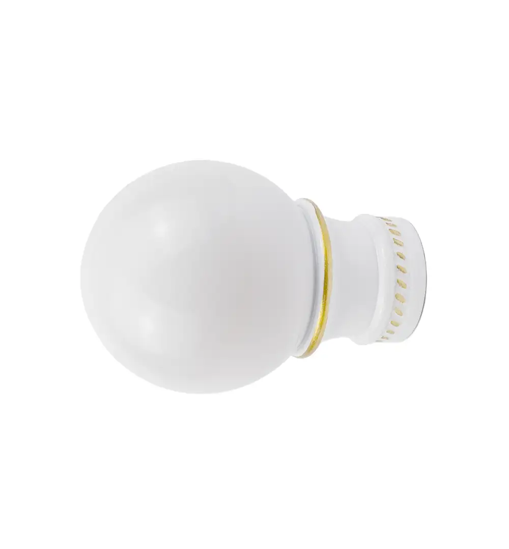 Curtain Rod Finials | Window Curtain Rod End Caps for 1 Inch Rods | Sleek Onyx Ball White 5 Curtain rod finials