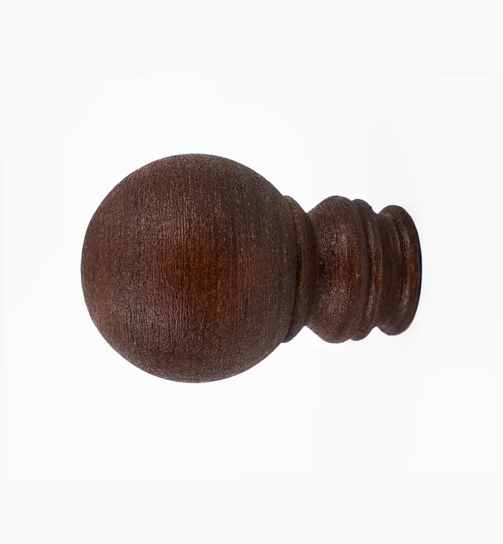 Curtain Rod Finials | Window Curtain Rod End Caps for 1 Inch Rods | Brown Wood 5 Curtain Rod Finials