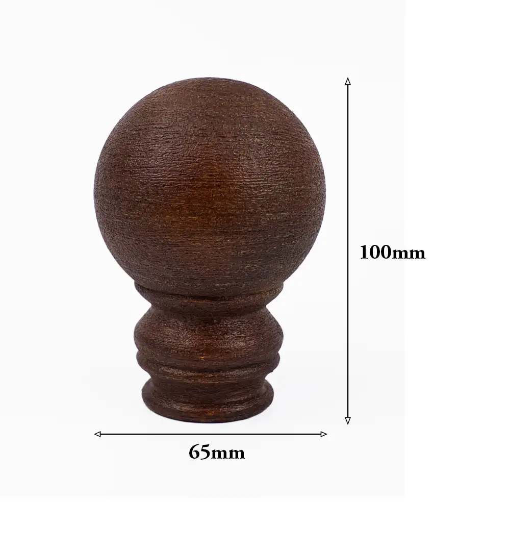 Curtain Rod Finials | Window Curtain Rod End Caps for 1 Inch Rods | Brown Wood 10 Curtain Rod Finials