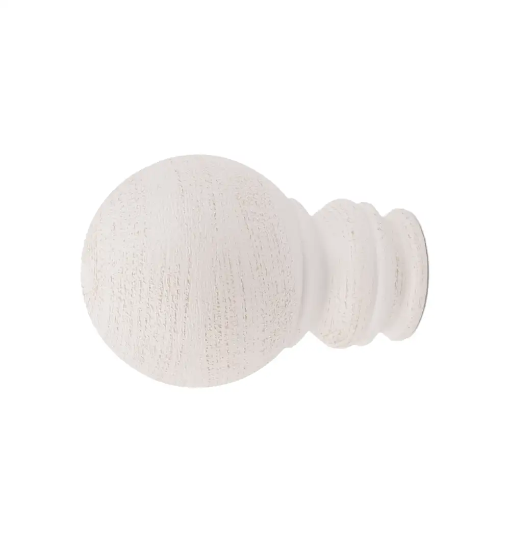 Curtain Rod Finials | Window Curtain Rod End Caps for 1 Inch Rods | White Wood 5 Curtain rod finials