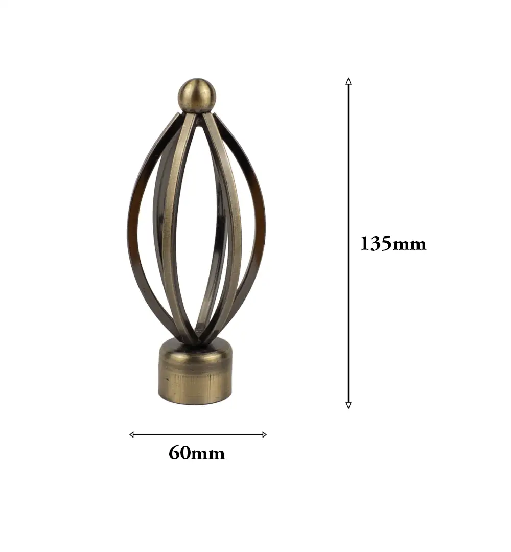 Curtain Rod Finials | Window Curtain Rod End Caps for 1 Inch Rods | Antique Brass Cage Finial 10 Curtain Rod Finials