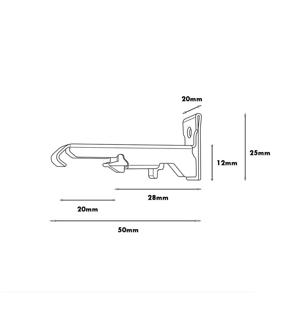 Single Wall Bracket for 20mm Curtain Track – White 50mm Extension Support | SZ-SY01 Wall Single Bracket 5 Single Wall Bracket for 20mm Curtain Track